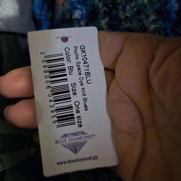 Cerulean By Blue Diamond NWT Blue Space Dye Knit Turtleneck Poncho One Size - Picture 5 of 7